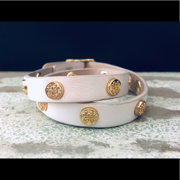 Rustic Cuff Macy Metallic White Leather Double Wrap - Picture 2 of 6